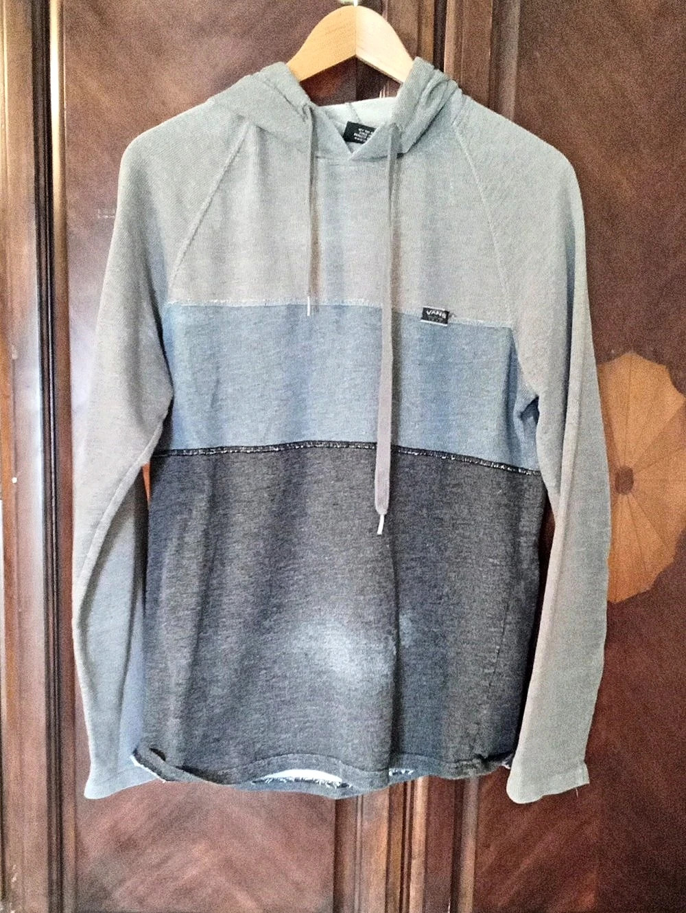 Vans Color Block Hoodie Gray & Blue Size Medium Long Sleeve Lightweight